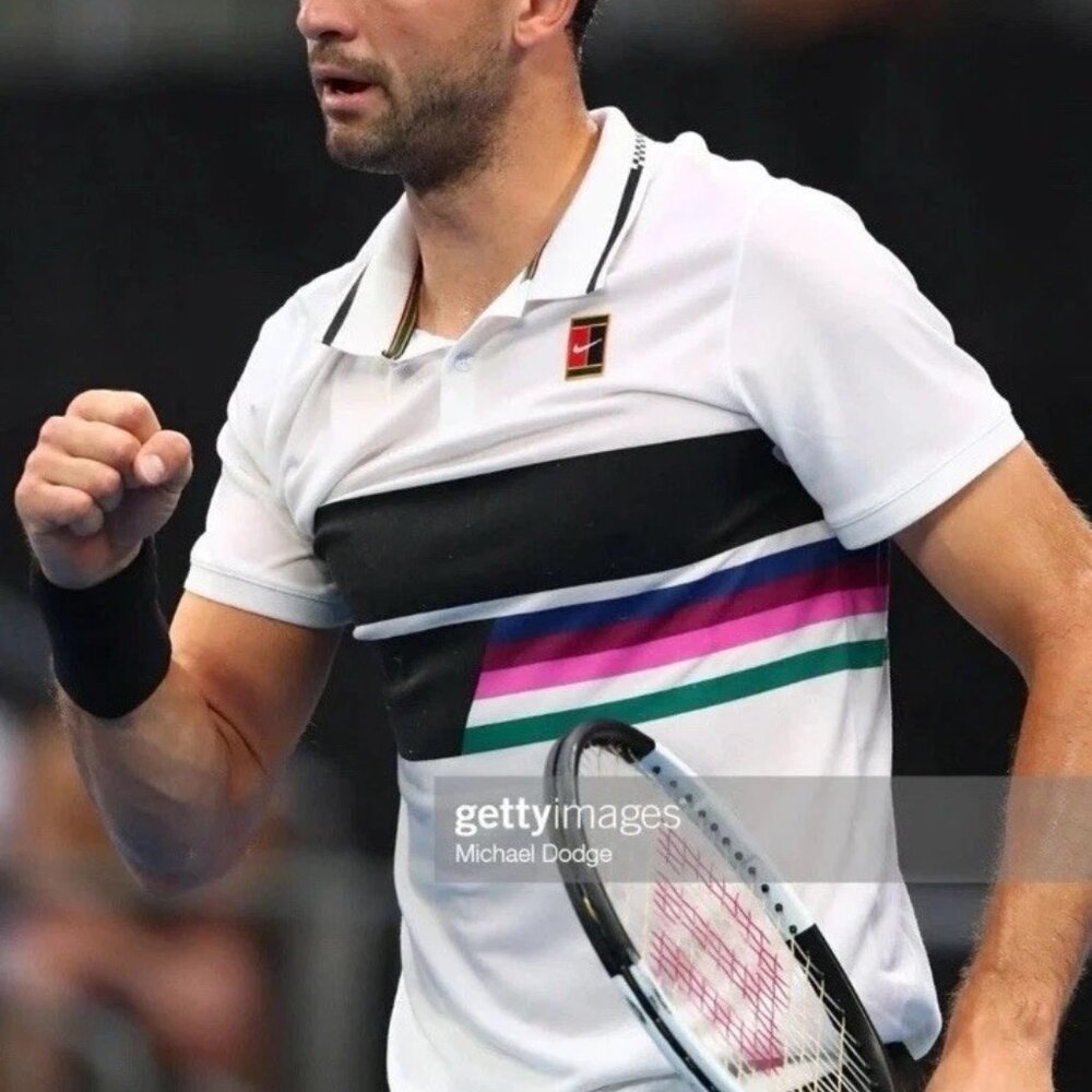 Nike Court Grigor Dimitrov White Polo Shirt Australian Open Men's Large
